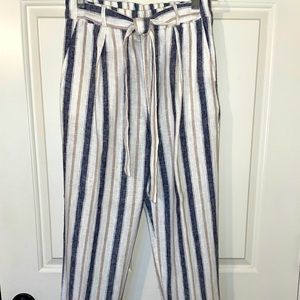 Striped pants with tie waist